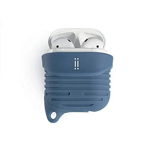 Produktbild: aiino - DropCase Silikonhülle für AirPods 1 & 2, kratzfest, stoßfest, Cover für Apple Airpods-Case, wasserdicht - Dunkelblau