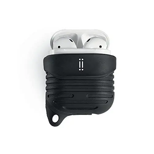 Produktbild: aiino - DropCase Silikonhülle für AirPods 1 & 2, kratzfest, stoßfest, Cover für Apple Airpods-Case, wasserdicht - Schwarz