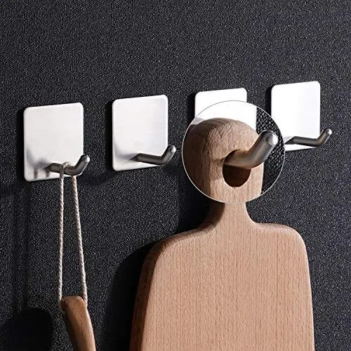 Produktbild: Aikzik haken, Handtuchhaken ohne Bohren, 6 Stück Klebehaken Handtuchhalter Wandhaken Selbstklebend aus Edelstahl, Kleiderhaken Ideal für Bad Toilette Küche Büro, Silber