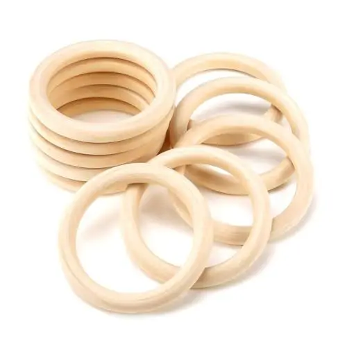 Produktbild: Aililong 10 Stück Beißring Holz, 70mm Holz Ringe Baby, Babys Kinderbetreuung - natürliche Farben Ringe für Kinder