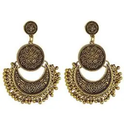 Produktbild: AILUOR Bohème Ethnischer Kronleuchter Quaste Hoop Ohrringe, Vintage Style Fransen Blumen Quasten baumeln Ohrringe für Frauen Lotus Mexiko Zigeuner Tropfen baumeln Ohrring für Frauen Schmuck (Bronze)