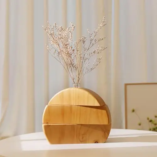 Produktbild: AIM & GGKK Vasen Holz für Blumen,Pampasgras und künstliche Grünpflanzen Halter, Reagenzglas Vase,Moderne Bauernhaus Rustikale Boho für Wohnzimmer, Badezimmer, Dekorationen (braun)