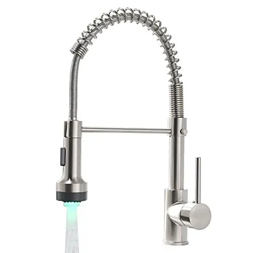 Produktbild: AIMADI LED Wasserhahn Küche Küchenarmatur Armatur Küche mit Herunterziehen Brause Ausziehbar Spültischarmatur Mischbatterie küche 360°Schwenkbar Zwei Sprühfunktionen Gebürsteter Nickel