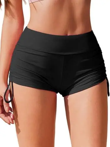 Produktbild: AI'MAGE Badeshorts Damen Schwarz - Badehose Damen - Schwimmshorts Frauen - UV Schutz Schwimmhose Kurze Locker Boardshorts für Strand Surf Beach XXL