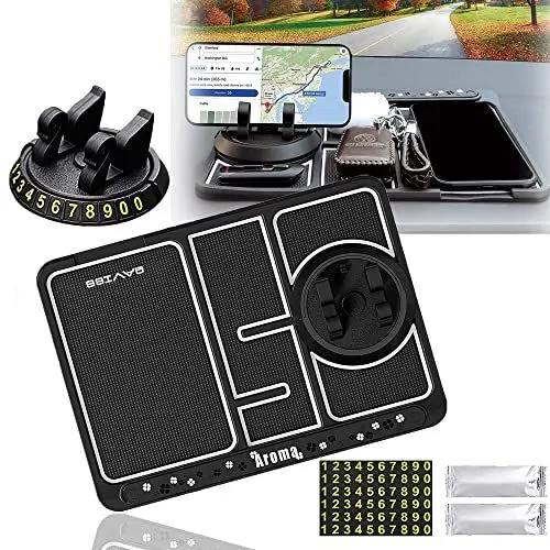 Produktbild: Aimisite Rutschfeste Handymatte für Auto, 4-in-1 Multifunktions-Handy-Pad, rutschfeste Armaturenbrett-Matte, universal, um 360 Grad drehbar, Handyhalterung für Auto
