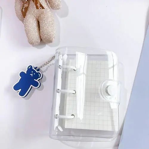 Produktbild: AINIUNIU Ringbuch Ordner Transparent 3 Ringbuch, Tragbar Loseblatt-notizbuch Mehrzweck Notizblock, Mini Transparent Ringbuch Hüllen für Reisetageplaner Taschen Schulbedarf