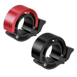 Produktbild: AINIUNIU 2 Stück Fahrradklingel aus Aluminiumlegierung, 90dB Lautstärke, Universal Laut Klang Fahrrad Klingel, Mini Fahrradhupe für Bike MTB Mountainbike 22 mm Lenker, Schwarz Rot