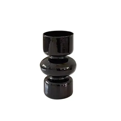 Produktbild: AINIUNIU Ins Gewellt Moderne Vasen, Hydroponische Glasblumenvase, Tulpenvase Glasblasenvase für Blumen, Dreischichtige Glasvase für Dekoration, Geometrische Glasvase für Haus/Büro/Hochzeit (Schwarz)