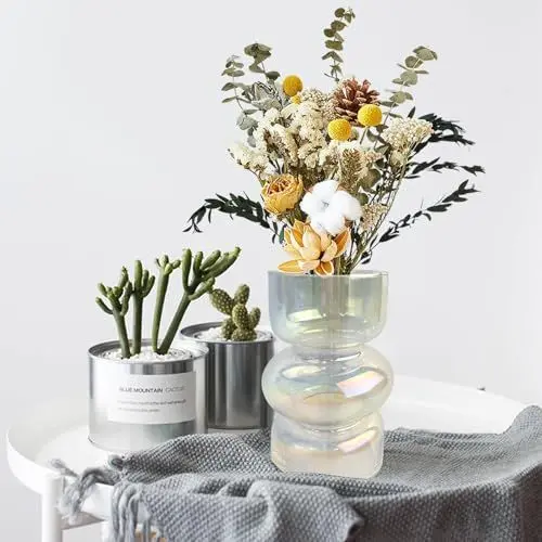 Produktbild: AINIUNIU Ins Moderne Vasen, Buntglasvase Hydroponische Glasblumenvase, Tulpen Blumenvase Dekorativ Für Zuhause Blumenarrangement, Wohnzimmer, Geschenk, Tisch Arbeitszimmer Verziert, Haus/Büro/Hochzeit