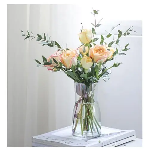 Produktbild: AINIUNIU Irisiert Klar Glas Vase 17.5CM Vasen Deko Für Moderne Heimdekoration, Blumenvase Glas, Klarglas Vase für Hochzeiten Party Events Dekorieren Arrangements Büro Deko Vasen Für Deko Aesthetic