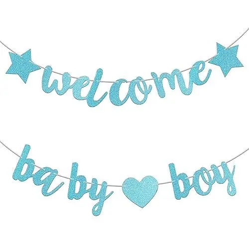 Produktbild: AINIUNIU Welcome Baby Banner, Willkommen Zurück Banner, Herzlich Willkommen Girlande Welcome Back Deko, für Zuhause Baby Geburt Weclome Home Deko