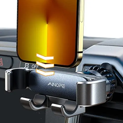 Produktbild: AINOPE Handyhalterung Auto Lüftung - (Schwerkraft-Design) (Einhandbedienung) Handy Halterung Auto, 2025 Autohalterung Auto Zubehör Für iPhone 16 e 15 14 13 12 11 Pro Max XR, Smartphone mit Hülle