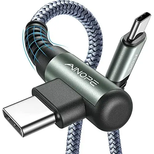 Produktbild: AINOPE USB C auf USB C Kabel 1M, 60W 2Pack USB C Ladekabel 1m Right Angel Schnellladekabel USB C Datenkabel 1M für Motorola Xiaomi Vivo Honor Google Pixel Sony Oneplus Huawei