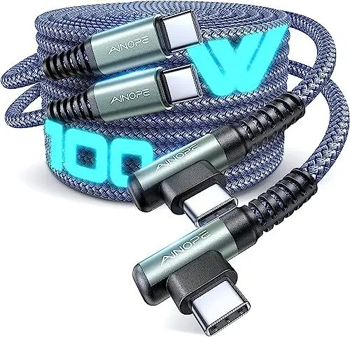 Produktbild: AINOPE 100W USB C auf USB C Kabel USB C Ladekabel PD 3.0 Schnellladung Haltbare Nylon, für Samsung Galaxy S25 S24 S23, iPhone 16 Pro Max/15, iPad Pro/Air/mini, Macbook, Pixel, 2 Stück, 2M+2M, grau