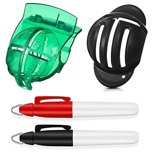 Produktbild: AINTY Golfballmarker, 2 Stück Golf-Ausrichtungswerkzeuge und 2 Stück Markierstifte, ausgezeichnetes Golfzubehör und Golfgeschenke für Golfer (2 Golfballeinlagen und 2 Marker)
