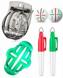Produktbild: AINTY Golfball Markierer, 2-Pack Golf Ball Line Zeichnung Markierung Ausrichtung Kits, 2-teilige Ball Liner Vorlage und 2-teilige Marker Stifte, Golf Zubehör Kit