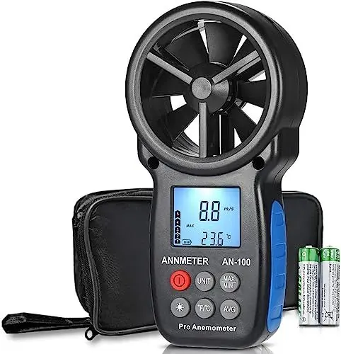 Produktbild: AIOMEST AI-100 Digital Anemometer, Windmesser Windmessgerät Handheld, Windmesser CFM Wind Speed Meter für Windgeschwindigkeit Temperatur Wind Chill Tester, HVAC