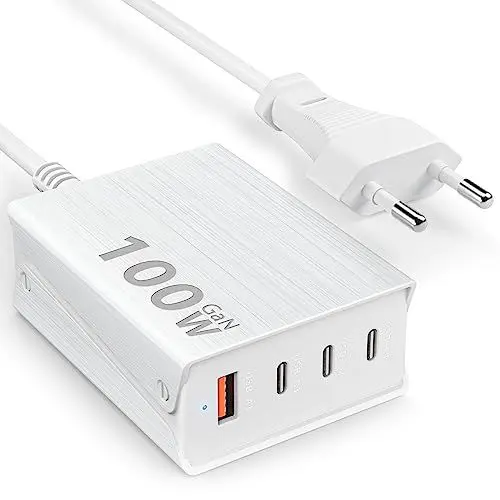 Produktbild: Aione USB C Ladegerät Mehrfach 100W, PD3.0 QC4.0 PPS Schnellladegerät Wandladegerät, 4 Ports USB C Adapter Mehrfach Ladegerät Unabhängige Schnellladung for iPhone 15/15Pro,MacBook Air, iPad, Samsung