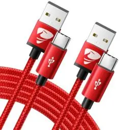 Produktbild: Aioneus USB C Kabel, USB C Ladekabel (2Stück 2m) USB auf USB C kabel Nylon Geflochten USB C Schnellladekabel für Samsung Galaxy S23 S22 S21 S10 S9 Note 20 10 A10e A20 A71 A52 A50, Huawei P60 P50(Rot)