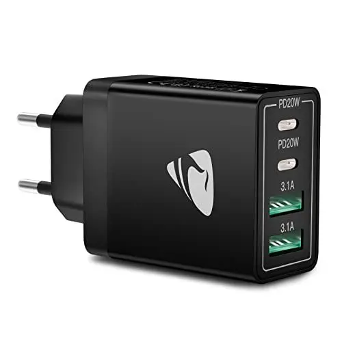 Produktbild: Aioneus USB C Ladegerät, 40W 4-Port USB C Netzteil Schnellladegerät, PD 3.0 Power Adapter+QC USB A Mehrfach Ladegerät für iPhone 15 Pro Max 14 Plus 13 Pro 12 Mini 11 SE XS XR 8,Samsung, Handys