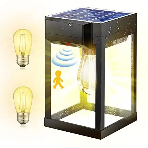 Produktbild: Aiorber Solarlampen für Außen, 1 Pack Solarleuchten für Außen mit Bewegungsmelder 3 Modi, Solar Wandleuchte Aussen Ip65, Garten Sicherheitswandleuchte für Veranda Terrasse Pfad Garage Zaun（ 2 Birnen）