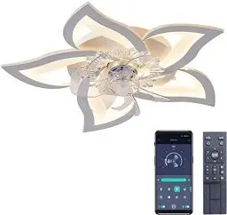 Produktbild: AiPaiTe Leise Deckenventilator mit Beleuchtung, Modern LED Dimmbar Deckenbeleuchtung mit Ventilator, Kreativer 5 Lichter Design Deckenventilator für Schlafzimmer Küche Esszimmer Lampen (Weiß, 69CM)