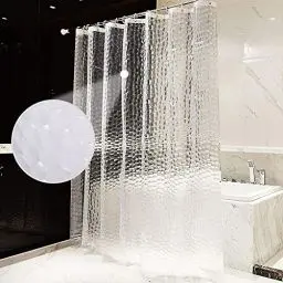 Produktbild: AiQInu Duschvorhang 180x200 3D Eva Transparent Antischimmel Shower Curtains Wasserdichter Badezimmervorhang Umweltfreundlich Waschbar Duschvorhänge mit 12 Haken