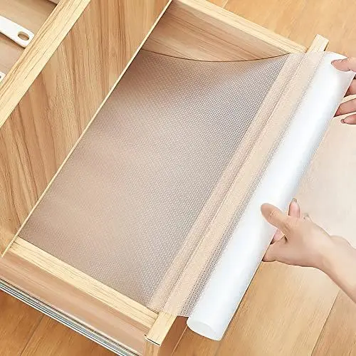 Produktbild: AiQInu Schubladenmatte,Antirutschmatte Schubladen EVA Nicht Klebende Transparent Wasserfest Zuschneidbar Schrankpapier für Küchenschränke,Regalschrank,Schubladenauskleidung,Kühlschran Regale(30*400cm)