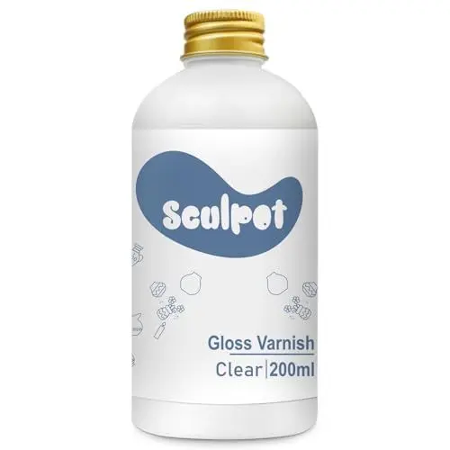 Produktbild: Air Dry Clay Lasur, 200 ml Glanzlack zum Lufttrocknen von Ton, Keramik und Acrylfarbe, farblos, wasserdicht, kratzfest