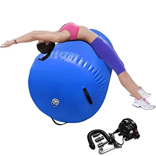 Produktbild: Air Rolle Turnen Aufblasbare Gymnastik Training Zylinder Tumbling Rolle Air Barrel Yoga Roll mit Pumpe(Blau,100x60cm)