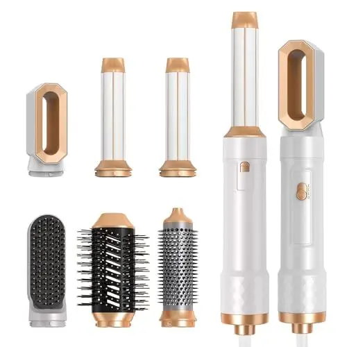 Produktbild: Air Styler 6 in 1, UKLISS Haarstyler mit 6 Ersatz: 1000W Haartrockner, Rundbürstenföhn, Airflow Lockenstab Automatisch, Haarglätter Bürste, Warmluftbürste für Frauen Trocknen Glätten Volumen Locken