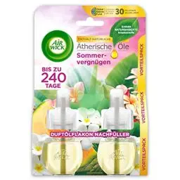 Produktbild: Air Wick Duftölflakon Nachfüller DUO Sommervergnügen – Fruchtig-frischer Raumduft – 2er Duftöl Set – Plastikfreie Verpackung