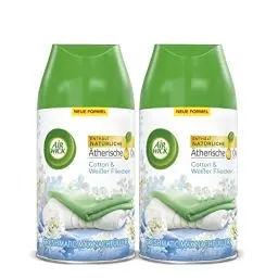 Produktbild: Air Wick Freshmatic Max Raumspray DUO – Nachfüller für den Air Wick Freshmatic Max – Duft: Cotton und Weißer Flieder – 2 x 250 ml Nachfüller Raumduft und Lufterfrischer