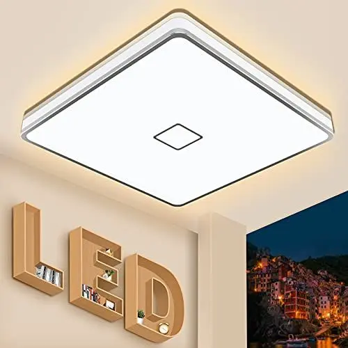 Produktbild: Airand Deckenleuchte LED Deckenlampe Bad 24W 2050LM Badlampe Hell Badezimmer Lampe 3000K warmweiß Moderne Decke Leuchte für Schlafzimmer Küche Balkon Keller Flur Feuchtraum