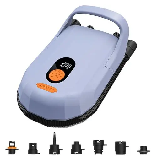 Produktbild: AIRBANK 7800mAh 20PSI SUP elektrische Luftpumpe mit Akku, wiederaufladbarer 12V DC Autoanschluss, Aufblas- und Entleerungsfunktion für Paddelboards, Surfkite, Kajak, Matratzen