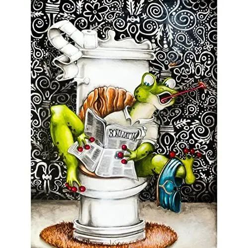 Produktbild: AIRDEA DIY Frosch Diamond Painting Set Erwachsene, Tier Diamant Painting Bilder 5D Frosch Lesebuch Diamant-Kunst Kits Kinder Diamant Malerei Set Kreuzstich Malen Nach Zahlen Kits Heimdekor 30x40cm