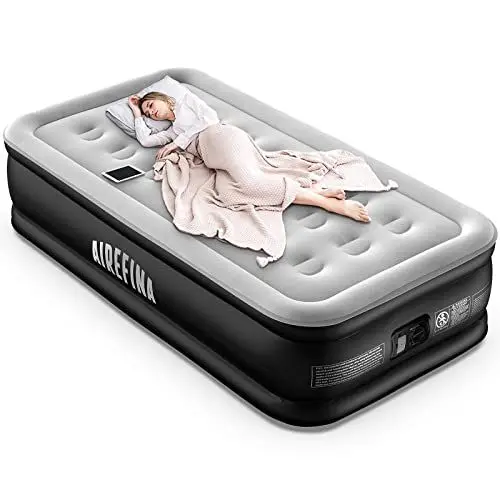 Produktbild: Airefina Luftbett 1 Person, Luftmatratze Selbstaufblasend Gästebett mit Eingebauter Elektrischer Pumpe, Aufblasbare Matratze Einzelbett für Camping oder Heimgebrauch -190 x 99 x 46cm