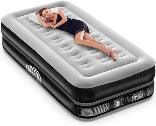 Produktbild: Airefina Luftmatratze mit Integrierter Pumpe, Luftbett Selbstaufblasend in 2 Minuten Selbst-Inflation/Deflation, Aufblasbares Bett für Gästebett & Camping 190 x 100 x 41cm, 295kgs MAX