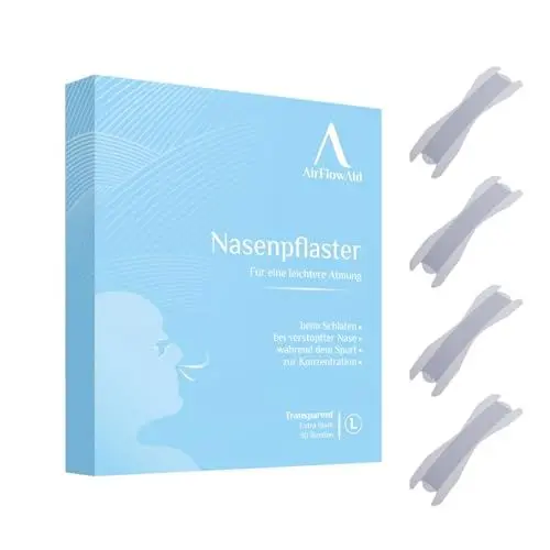 Produktbild: Nasenpflaster transparent/schwarz, M, L, extra stark, besser atmen, anti Schnarchen - 30 Streifen