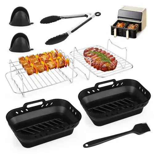 Produktbild: Airfryer Zubehör, Heißluftfritteuse Zubehör für Ninja AF400EU AF300EU 7,6L-9.5L，Heissluftfritteuse Zubehör Silikonform BPA-Frei, Air Fryer Accessories für Ninja Foodi Max Dual Zone