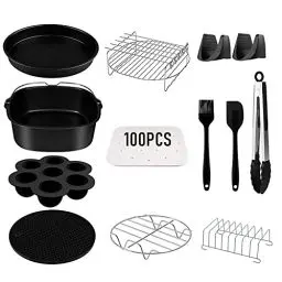 Produktbild: Airfryer xxl zubehör quadrat heißluftfritteuse zubehör, heissluft fritteuse zubehör passt für COSORI Philips Ninja 5,5L 6L 6,2L air fryer, heissluftfritteuse zubehör, Schwarz