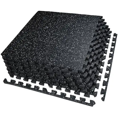Produktbild: AIRHOP 6 Matten 60x60x1,4cm Extra Dicke robuste Gummierte, rutschfeste Puzzlematte, geeignet für Fitnessstudio und Heimfitness, schwere Trainingsbelastung, bodenschutzmatte Fitness, fitnessmatte