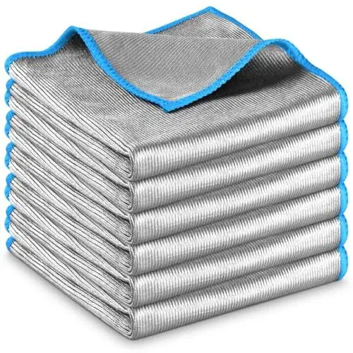 Produktbild: Airlab 6X Fenstertücher Mikrofasertücher Streifenfrei, Ultrafeine Reinigungstücher Glastücher, Mikrofaser Putztücher Poliertuch Lappen für Kristallklare & Streifenfreie Scheiben, Blau, 30x30 cm