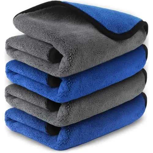 Produktbild: Airlab Mikrofasertücher Auto Trockentuch, 4er-Set Microfasertücher Autopflege mit 800 GSM, Lackschonend & Saugstark, Mikrofaser Poliertücher für Auto, Motorrad, Glas und Fenster, 40x40 cm