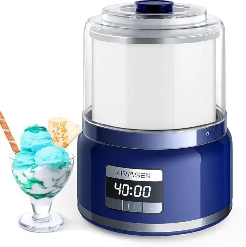 Produktbild: AIRMSEN Eismaschine mit LCD-Display Eismaschine Selbstkühlend für 2 L, 9 Programme, BPA-frei, für selbstgemachtes Eis, Joghurt, Sorbet & Frozen Drinks in nur 20-40 Minuten