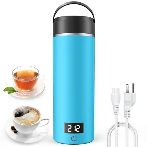 Produktbild: AIRMSEN Wasserkocher Klein mit 6 Temperatureinstellung, 500ml Mini Elektrischer Wasserkocher mit SUS 316 Edelstahl, 4 Warmhaltemodi und LED-Temperaturanzeige in Echtzeit (Hellblau)
