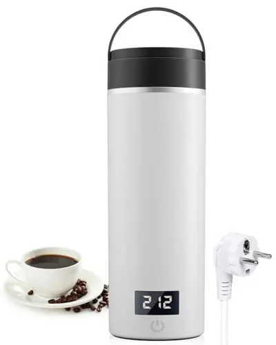 Produktbild: AIRMSEN Wasserkocher Klein mit 6 Temperatureinstellung, 500ml Mini Elektrischer Wasserkocher mit SUS 316 Edelstahl, 4 Warmhaltemodi und LED-Temperaturanzeige in Echtzeit (Weiß)