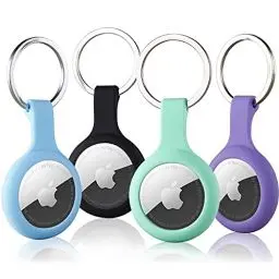 Produktbild: ThingsBag AirTag Anhänger 4er Pack, Air Tag Schlüsselanhänger Halter Hülle Tracker Schlüsselring Kompatibel mit Apple GPS Locator, Leicht Silikon iTag Item Finder Schutzhülle Organizer-Zubehör