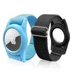 Produktbild: AirTag Armband für Kinder, 2 Stück Air Tag Watchband Halter Kompatibel mit Apple Item Finder, Verstellbare iTag GPS Wristband Bracelet Schlaufe Silikon Fußfessel Schutzhülle Fall für Kind/Kleinkinderr