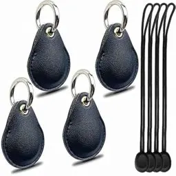 Produktbild: AirTag Hülle Schlüsselanhänger Halter 4-Stück, Air Tag Tracker Anhänger Kompatibel mit Apple Item Finder, Verstecktes Schlüsselring Leder iTag GPS Locator Schutzhülle Organizer Karabiner Zubehör